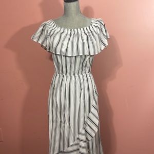 Express stripe off the shoulder maxi dress